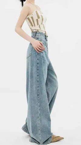 Washed-Out Wide-Leg Jeans