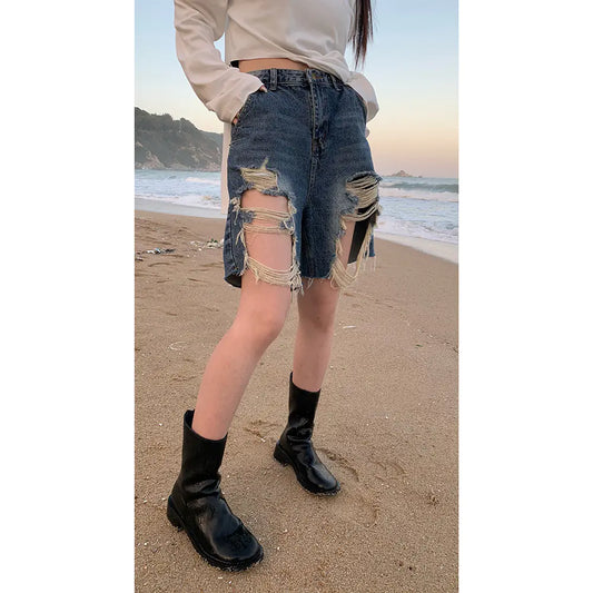 Ruffian Women's Casual Retro Ripped Jeans