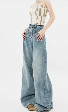 Washed-Out Wide-Leg Jeans