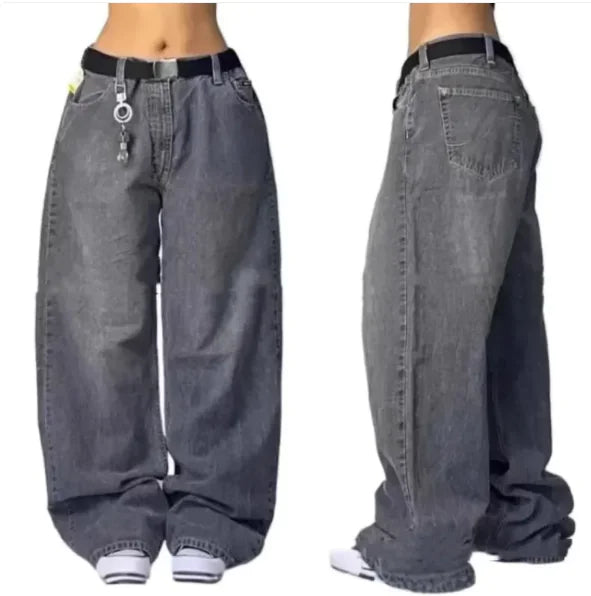 High-Waist Distressed Wide-Leg Jeans