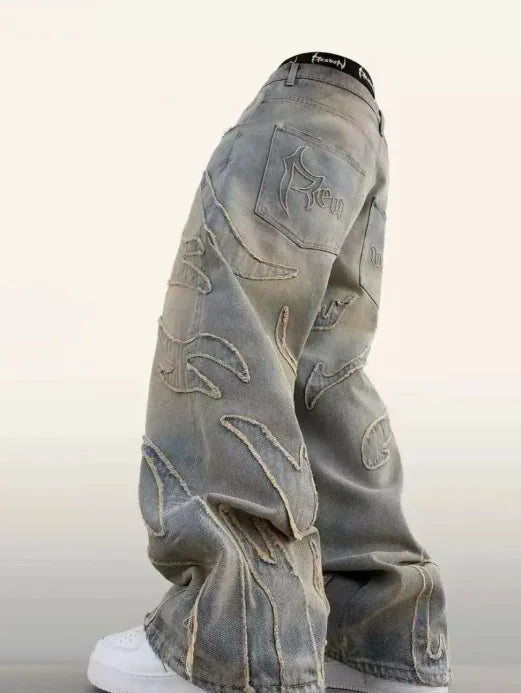 MudFade Loose Straight & Wide-Leg Jeans